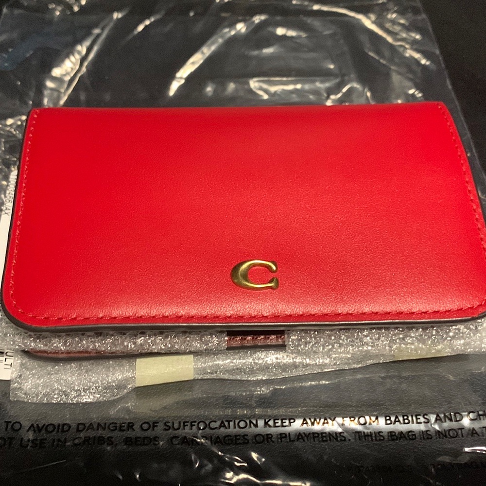 Slim Card Case In Colorblock Brass/Candy Apple Multi
